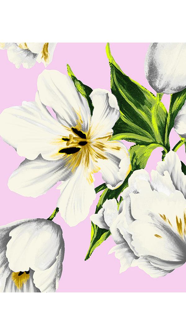 Samantha Sung Abelia Dress V Neck 1/2 Sleeve Midi Length Cotton Stretch (Emperor Tulip Pastel)