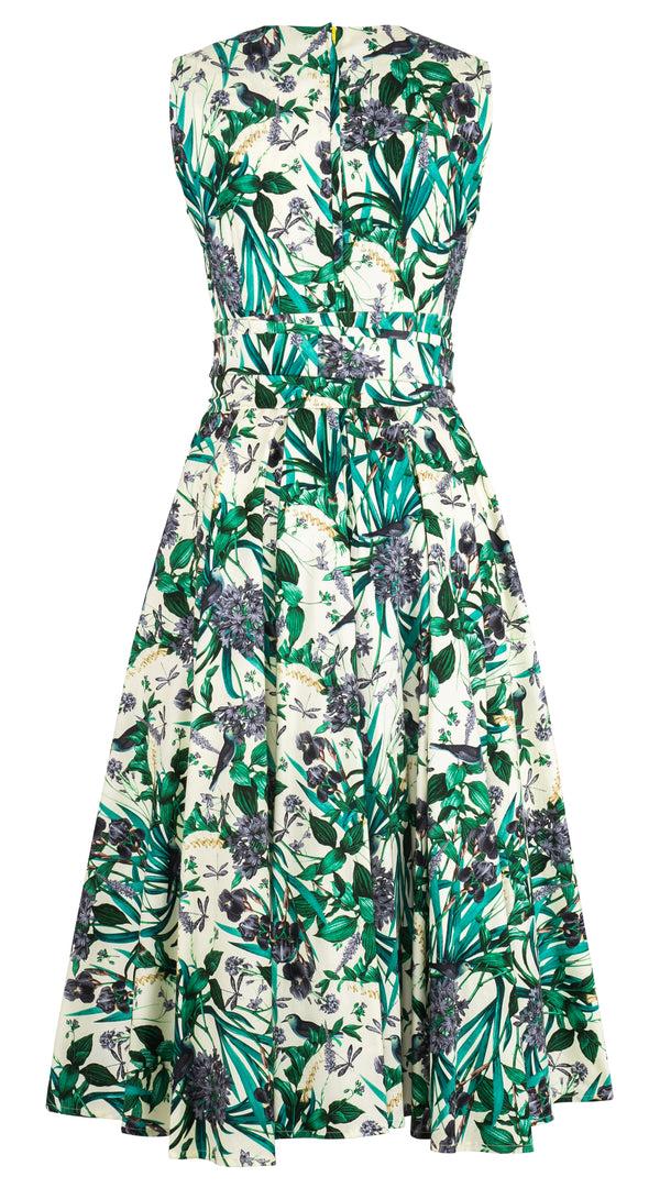 Samantha Sung Abelia Dress V Neck Sleeveless Midi Length Cotton Stretch (Vintage Iris) 1