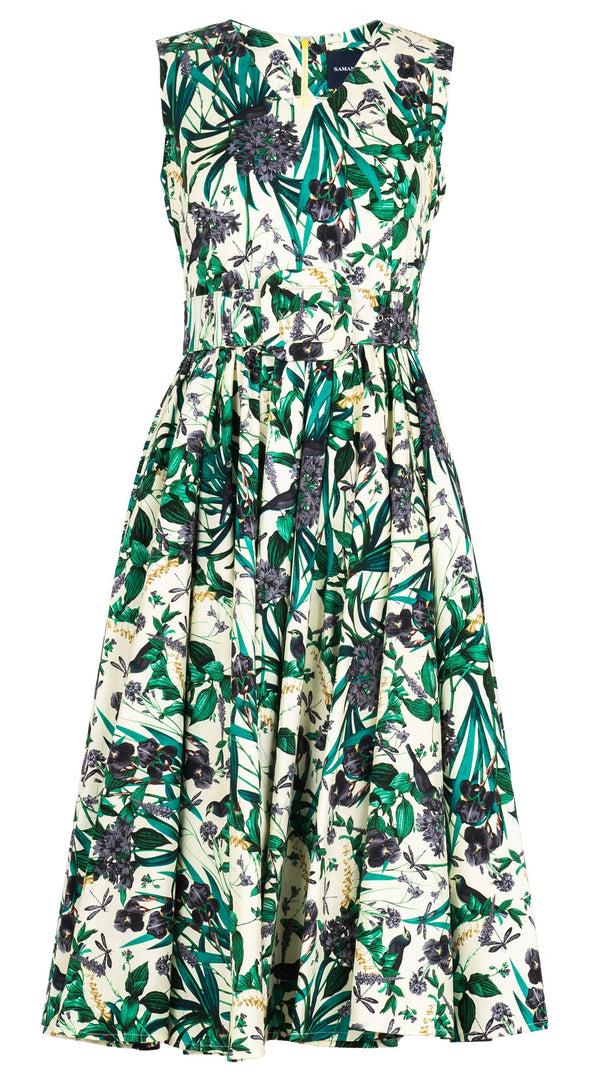 Samantha Sung Abelia Dress V Neck Sleeveless Midi Length Cotton Stretch (Vintage Iris)