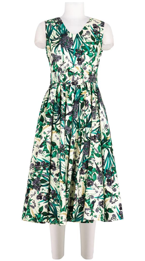 samantha sung Abelia Dress V Neck Sleeveless Midi Length Cotton Stretch (Vintage Iris)