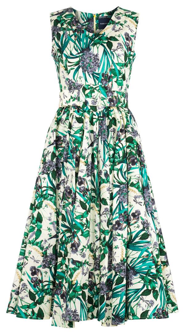 samantha sung Abelia Dress V Neck Sleeveless Midi Length Cotton Stretch (Vintage Iris) 1