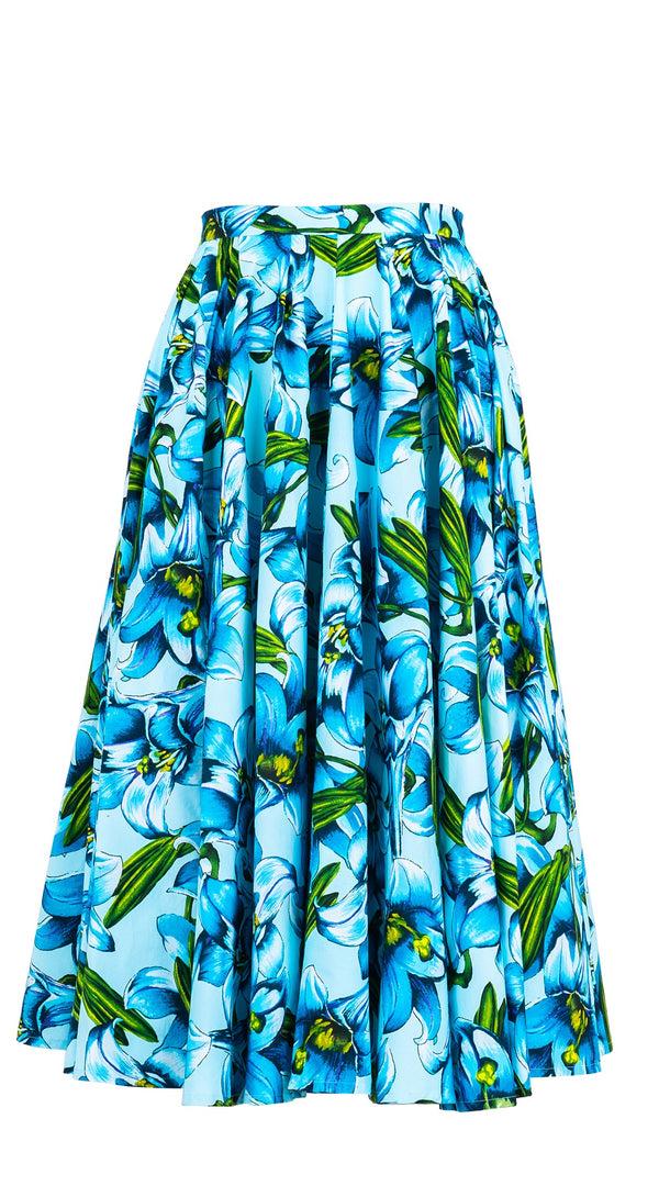 samantha sung Abelia Skirt Midi Length Cotton Stretch (Paper Lillies Ground)