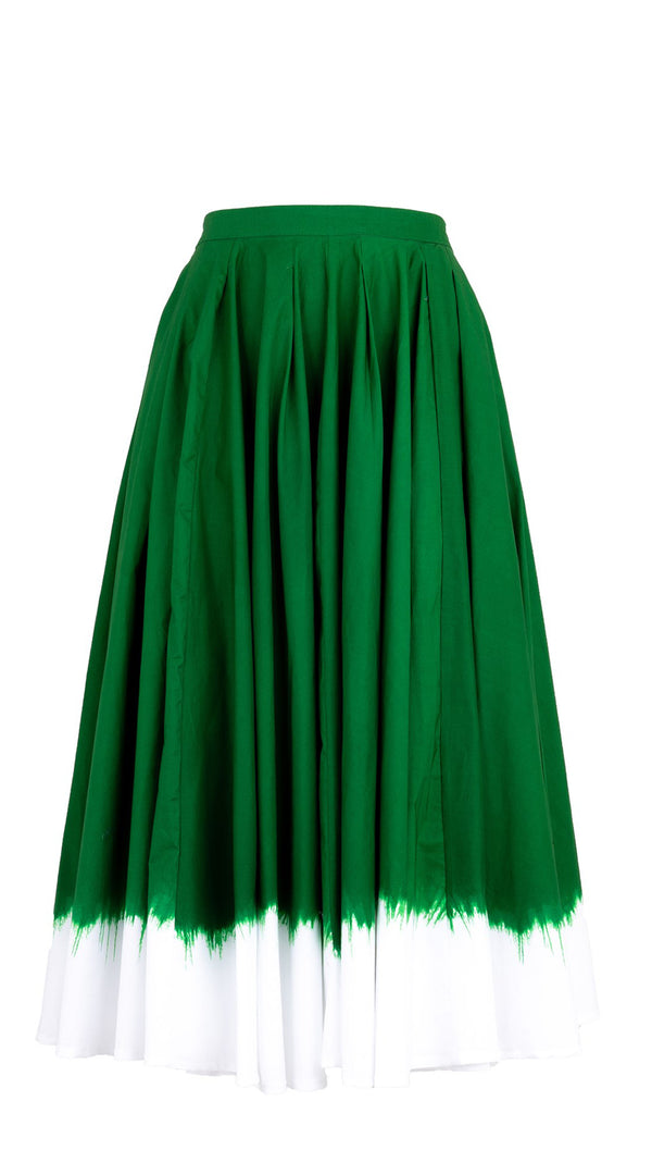 Samantha Sung Abelia Skirt Midi Length Cotton Stretch (White Border Tie Dye)