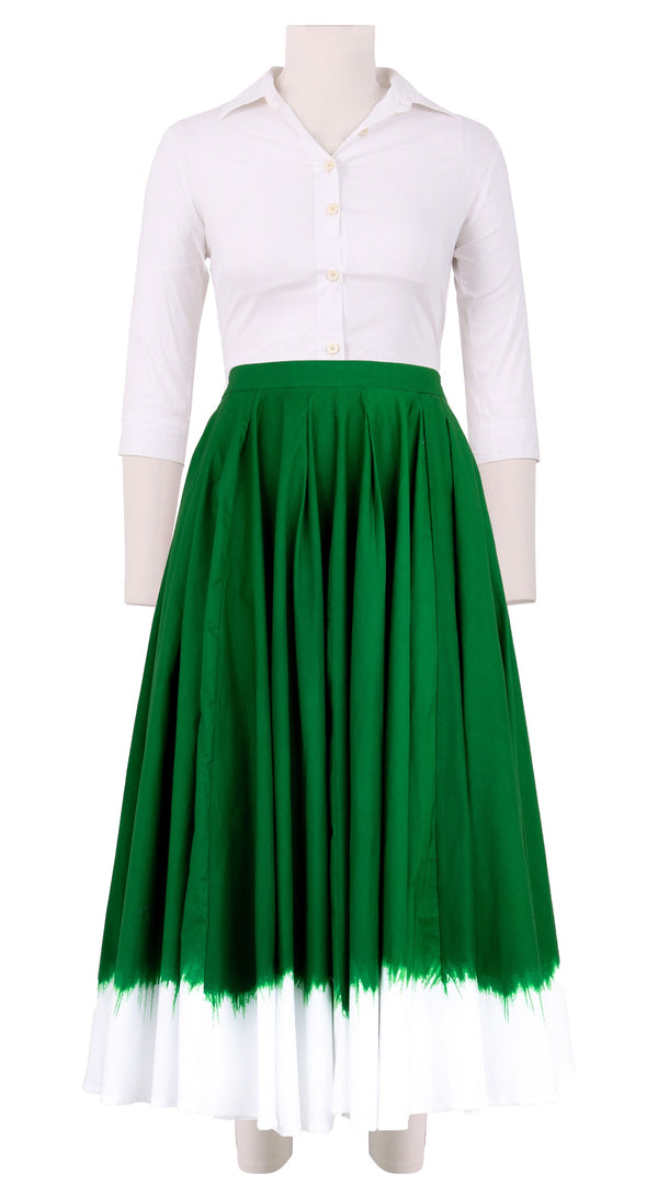 samantha sung Abelia Skirt Midi Length Cotton Stretch (White Border Tie Dye)