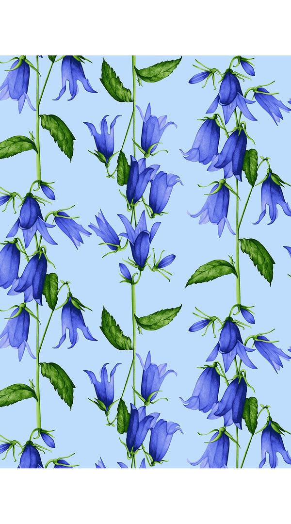 Samantha Sung Amber Dress Shirt Collar 3/4 Sleeve Midi Length Cotton Stretch (Blue Bell Flower Small Pastel)