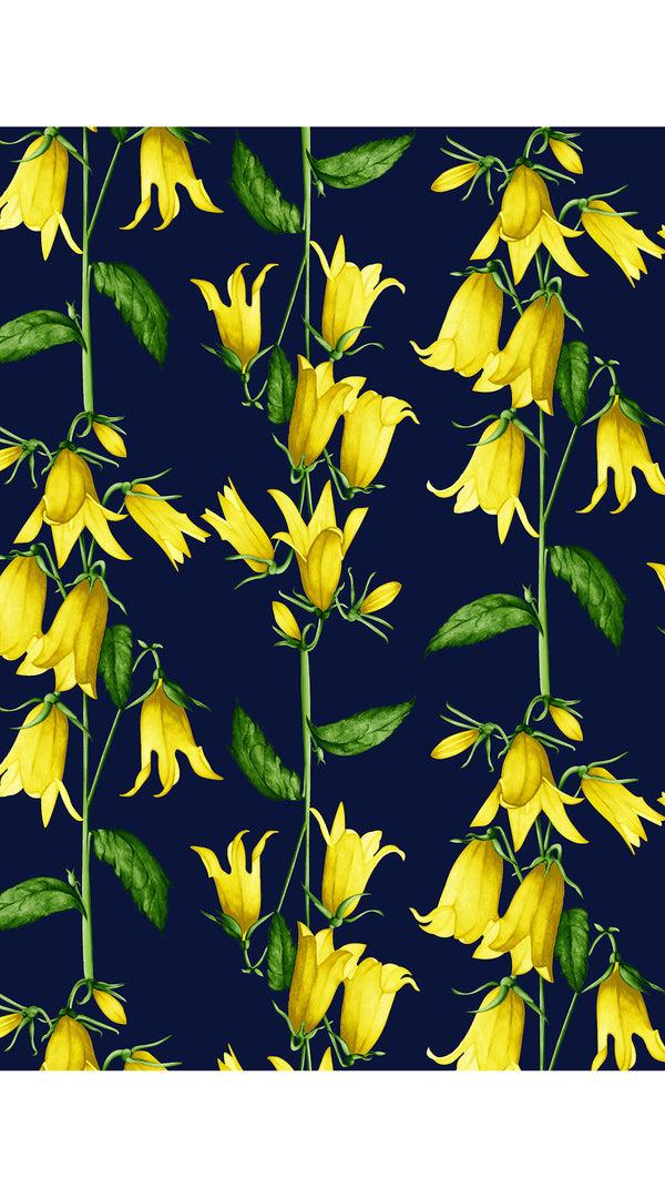 Samantha Sung Amber Dress Shirt Collar 3/4 Sleeve Midi Length Cotton Stretch (Blue Bell Flower Small Pastel)