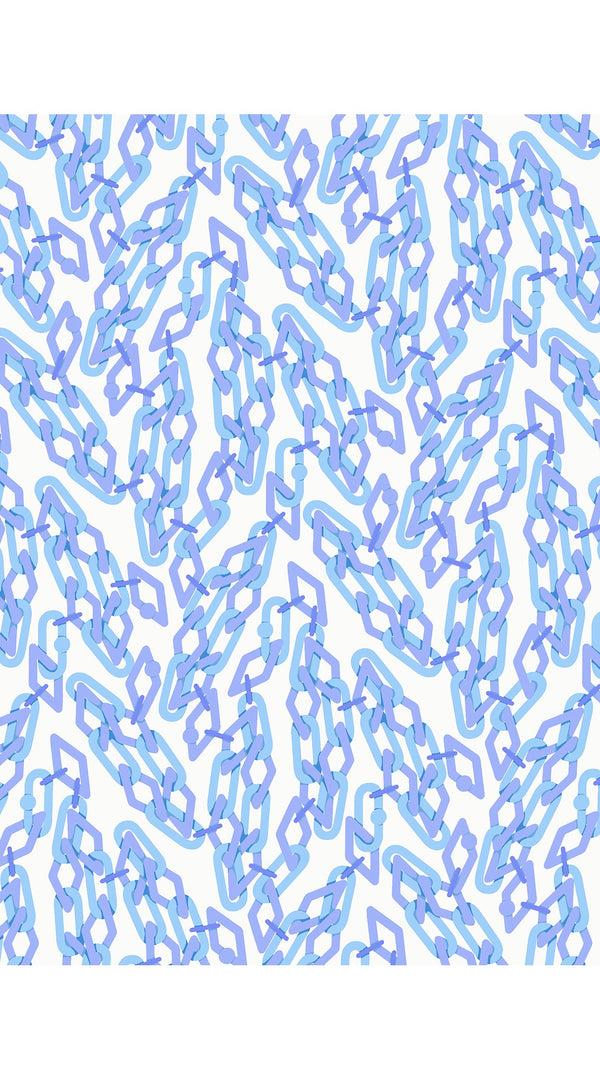 Samantha Sung Amber Dress Shirt Collar 3/4 Sleeve Midi Length Poliamide Taffta (Multi Chain Small White)