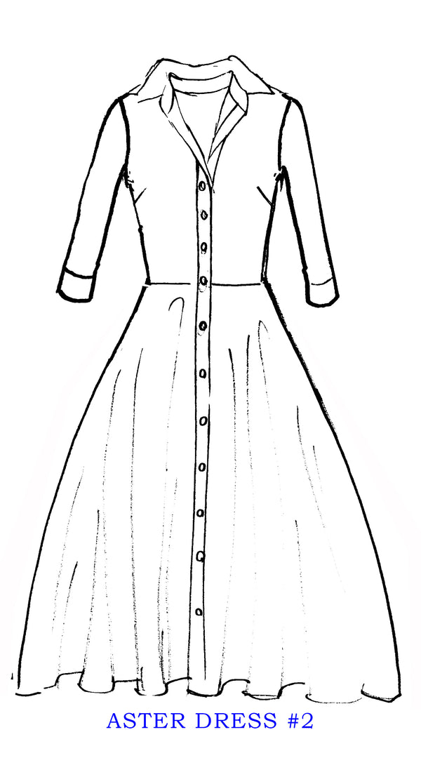 Samantha Sung Aster Dress #2 Shirt Collar 3/4 Sleeve Midi Length Musola (Amber Queen)