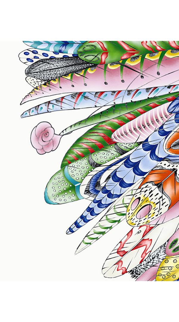 Samantha Sung Aster Dress Boat Neck 3/4 Sleeve Midi Length Cotton Musola (African Feather)