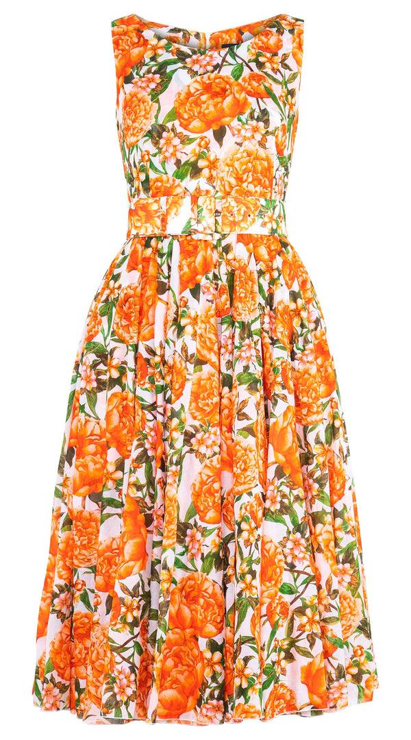 samantha sung Aster Dress Boat Neck Sleeveless Midi Length Cotton Musola (Pink Peony)