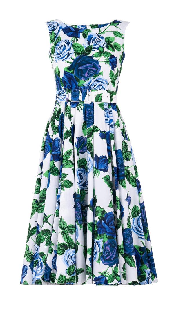 Samantha Sung Aster Dress Boat Neck Sleeveless Midi Length Poplin (Charlotte Rose Big)