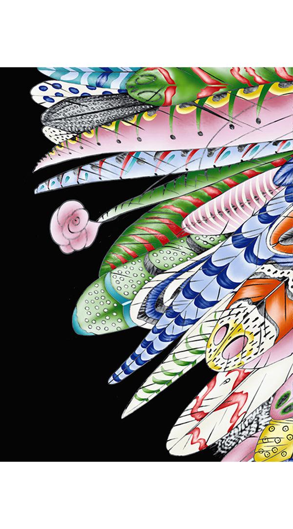 Samantha Sung Aster Dress Contrast Shirt Collar 3/4 Sleeve Midi Length Cotton Musola (African Feather)