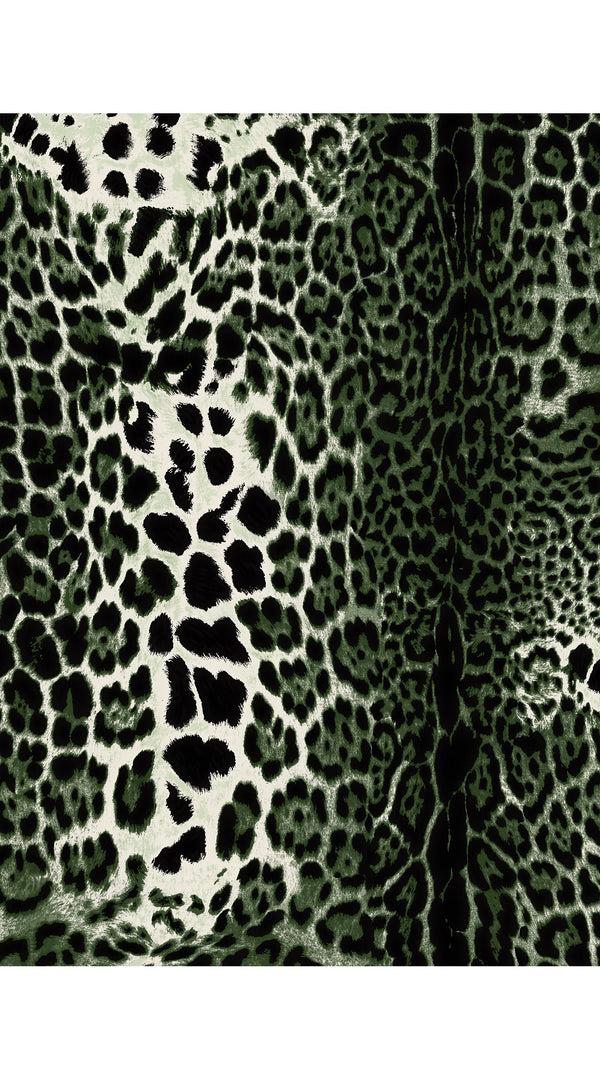 Samantha Sung Aster Dress Crew Neck 3/4 Sleeve Midi Length Cotton Musola (Colombo Leopard)