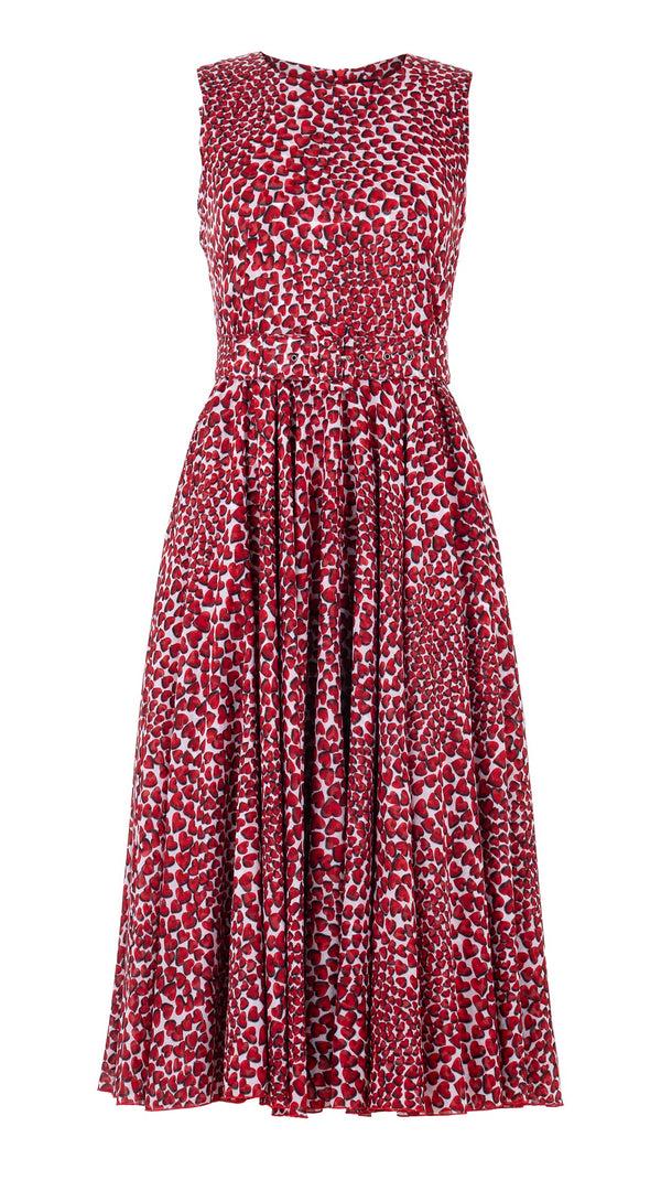 Samantha Sung Aster Dress Crew Neck Sleeveless Midi Length Cotton Musola (Heart Wave Big)