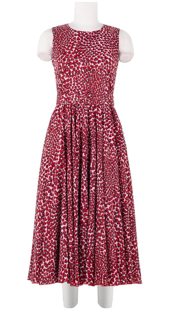 samantha sung Aster Dress Crew Neck Sleeveless Midi Length Cotton Musola (Heart Wave Big)
