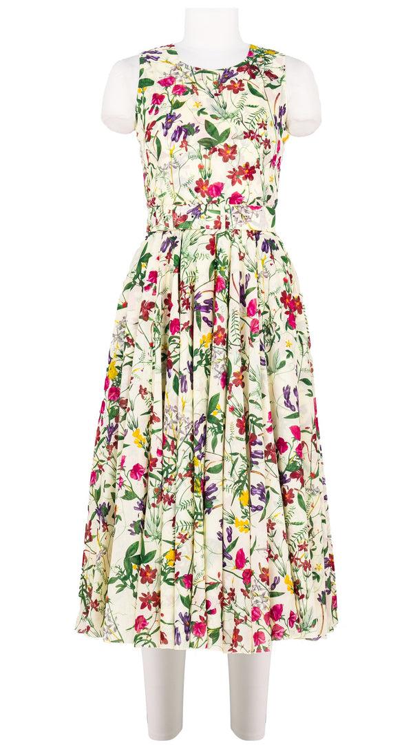 samantha sung Aster Dress Crew Neck Sleeveless Midi Length Cotton Musola (Fairy Tail Flower)