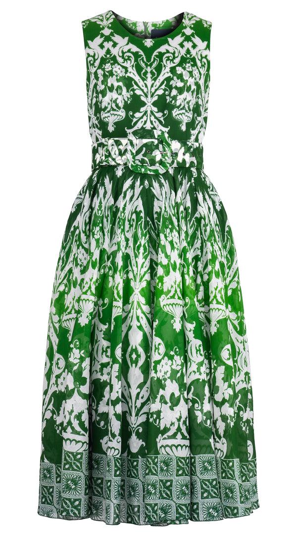 samantha sung Aster Dress Crew Neck Sleeveless Midi Length Cotton Musola (Impero Ombre)