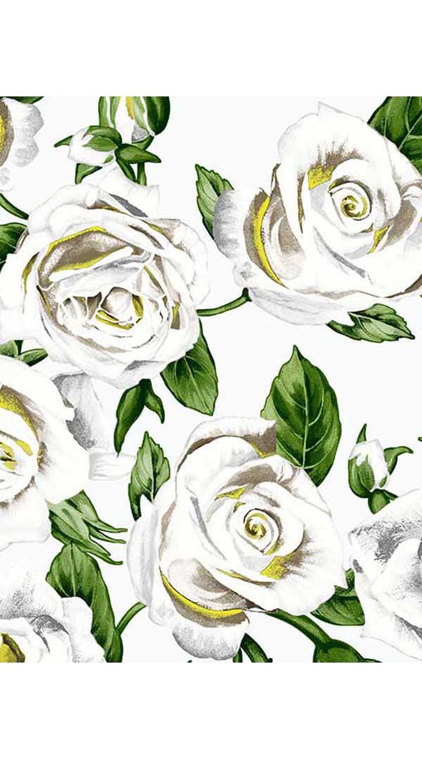 Samantha Sung Aster Dress Crew Neck Sleeveless Midi Length Cotton Musola (White Rose Pastel)