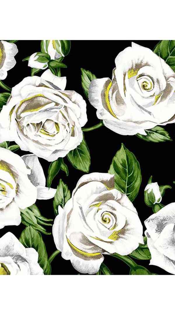 Samantha Sung Aster Dress Crew Neck Sleeveless Midi Length Cotton Musola (White Rose Pastel)