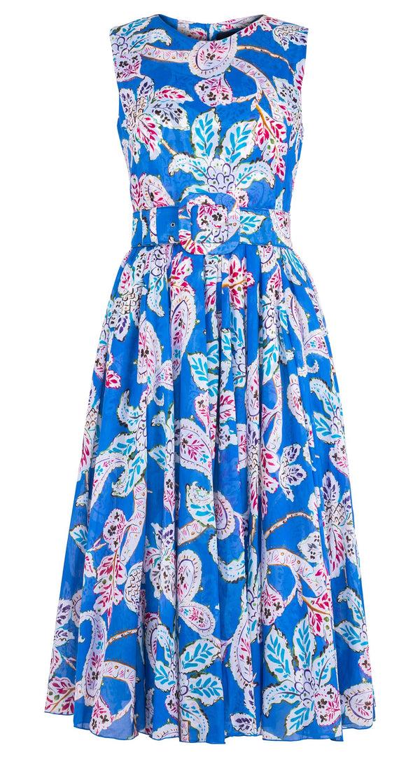samantha sung Aster Dress Crew Neck Sleeveless Midi Length Cotton Musola (Marseille Paisley Big)