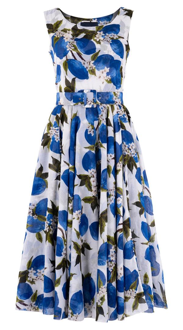 Samantha Sung Aster Dress Round Neck Mini Cap Sleeve Midi Length Cotton Musola (Lemon Original)