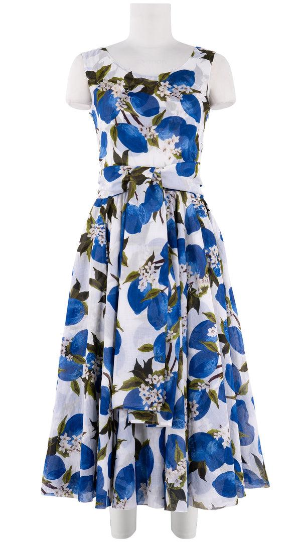 Samantha Sung Aster Dress Round Neck Mini Cap Sleeve Midi Length Cotton Musola (Lemon Original)