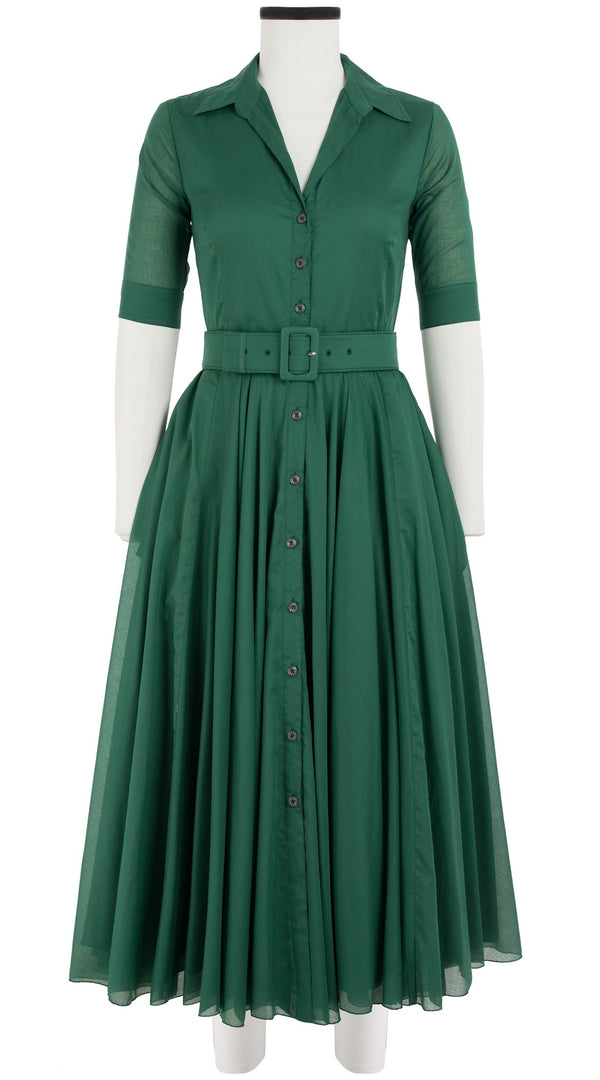 Samantha Sung Aster Dress Shirt Collar 1/2 Sleeve Midi Plus Length Silk Musola (Solid)