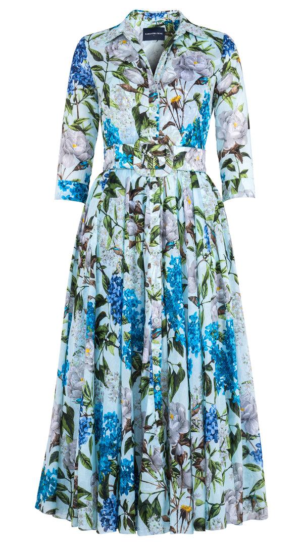 samantha sung Aster Dress Shirt Collar 3/4 Sleeve Maximum Length Cotton Musola (Lilac Heaven Pastel)