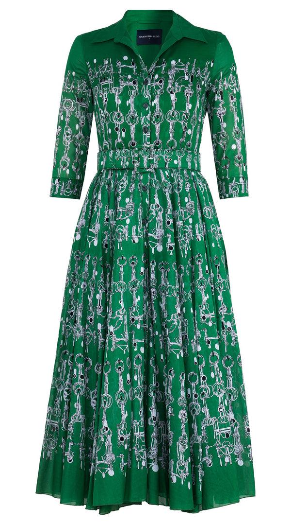 samantha sung Aster Dress Shirt Collar 3/4 Sleeve Maximum Length Cotton Musola (Horse Chain)