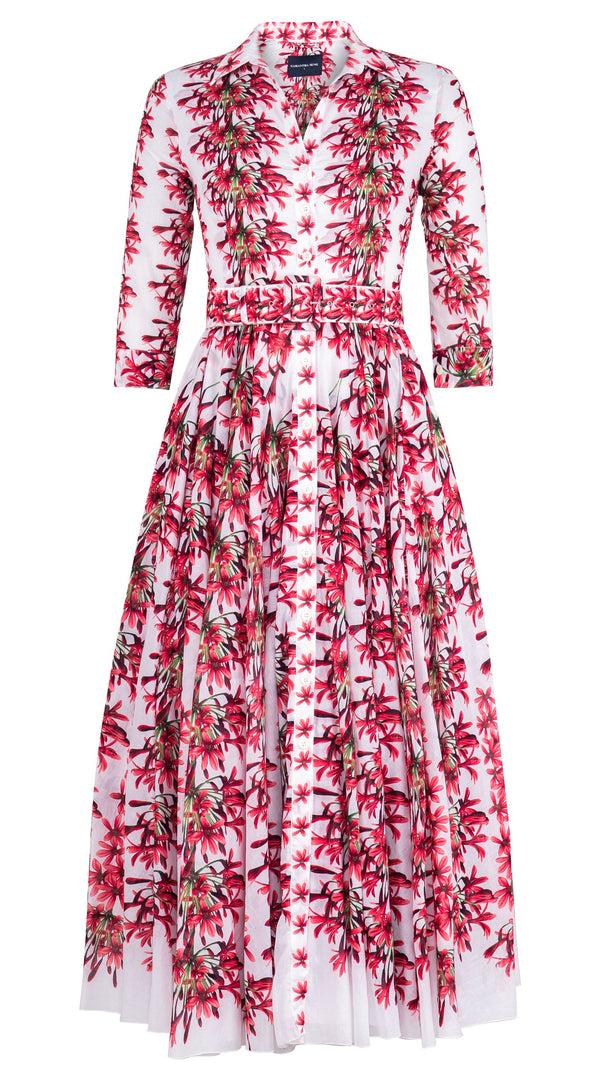 Samantha Sung Aster Dress Shirt Collar 3/4 Sleeve Maximum Length Cotton Musola (Tinker Bell Flower)