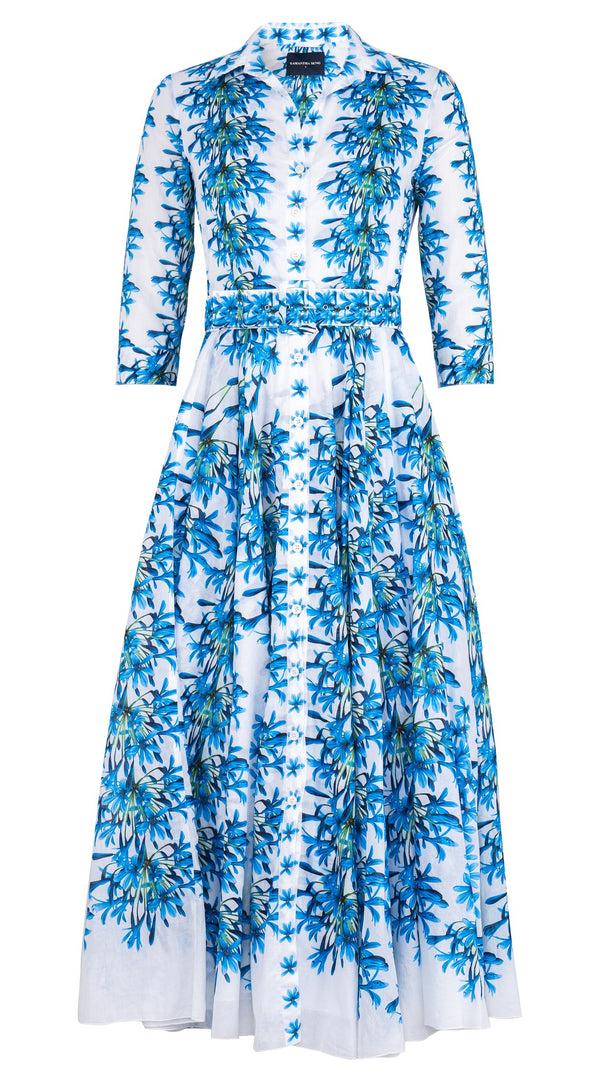 samantha sung Aster Dress Shirt Collar 3/4 Sleeve Maximum Length Cotton Musola (Tinker Bell Flower)