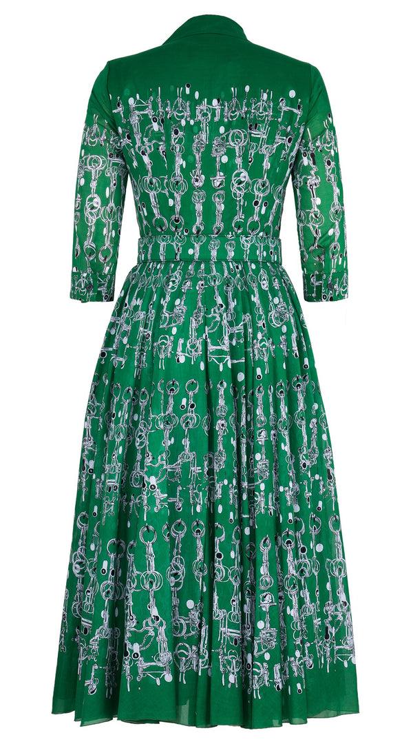 Samantha Sung Aster Dress Shirt Collar 3/4 Sleeve Maximum Length Cotton Musola (Horse Chain)