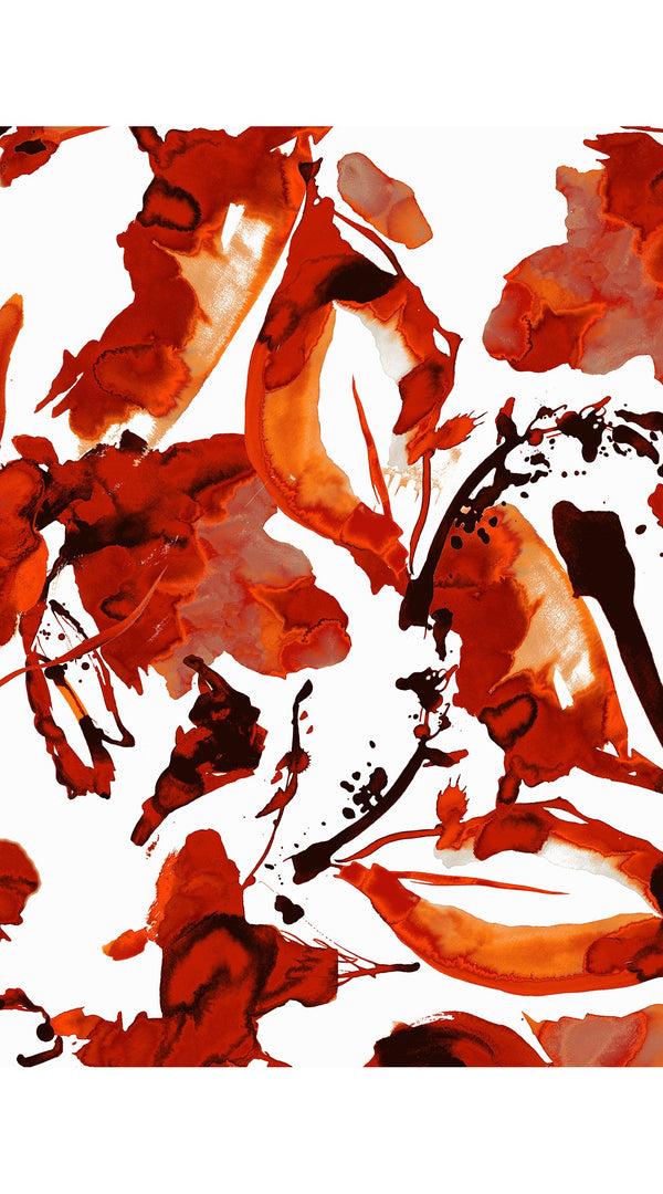 Samantha Sung Aster Dress Shirt Collar 3/4 Sleeve Midi Length Cotton Musola (Watercolor Foliage White)