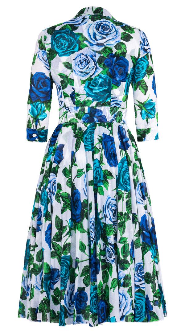 Samantha Sung Aster Dress Shirt Collar 3/4 Sleeve Midi Length Cotton Musola (Charlotte Rose Big) 4