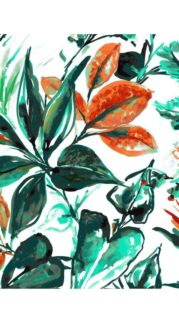 Samantha Sung Aster Dress Shirt Collar 3/4 Sleeve Midi Length Cotton Musola (Mozambique Flower White)