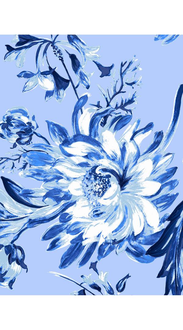 Samantha Sung Aster Dress Shirt Collar 3/4 Sleeve Midi Length Cotton Musola (Mum Flower Big Pastel)