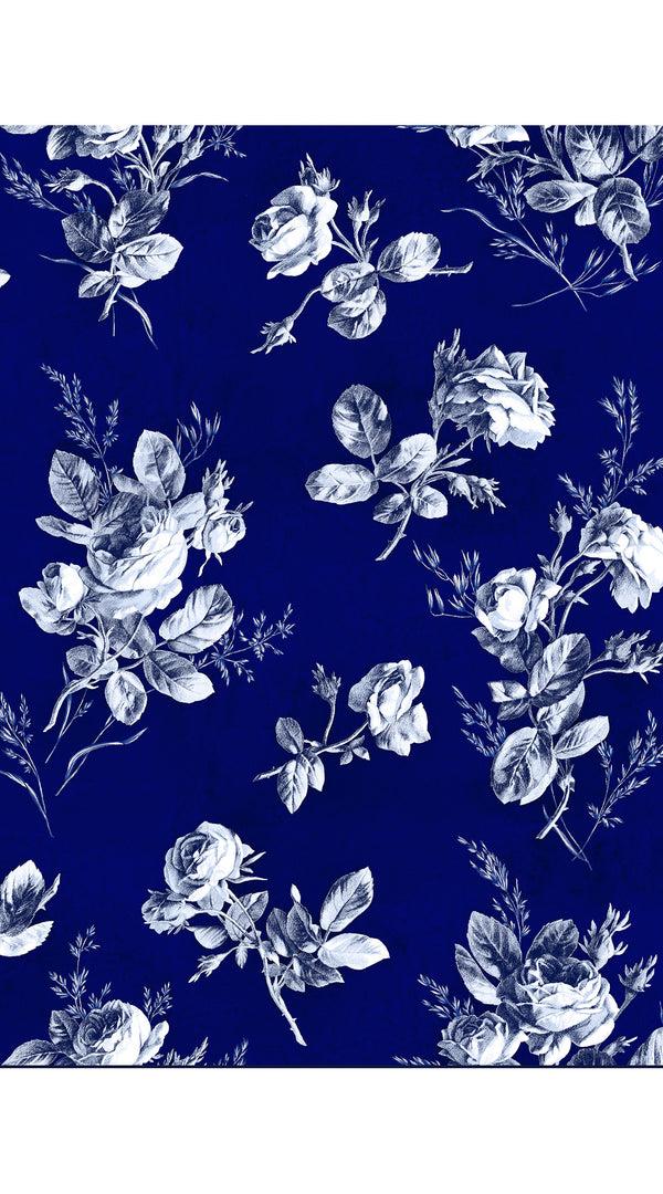 Samantha Sung Aster Dress Shirt Collar 3/4 Sleeve Midi Length Cotton Musola (Thorn Bud Rose Small Ground)