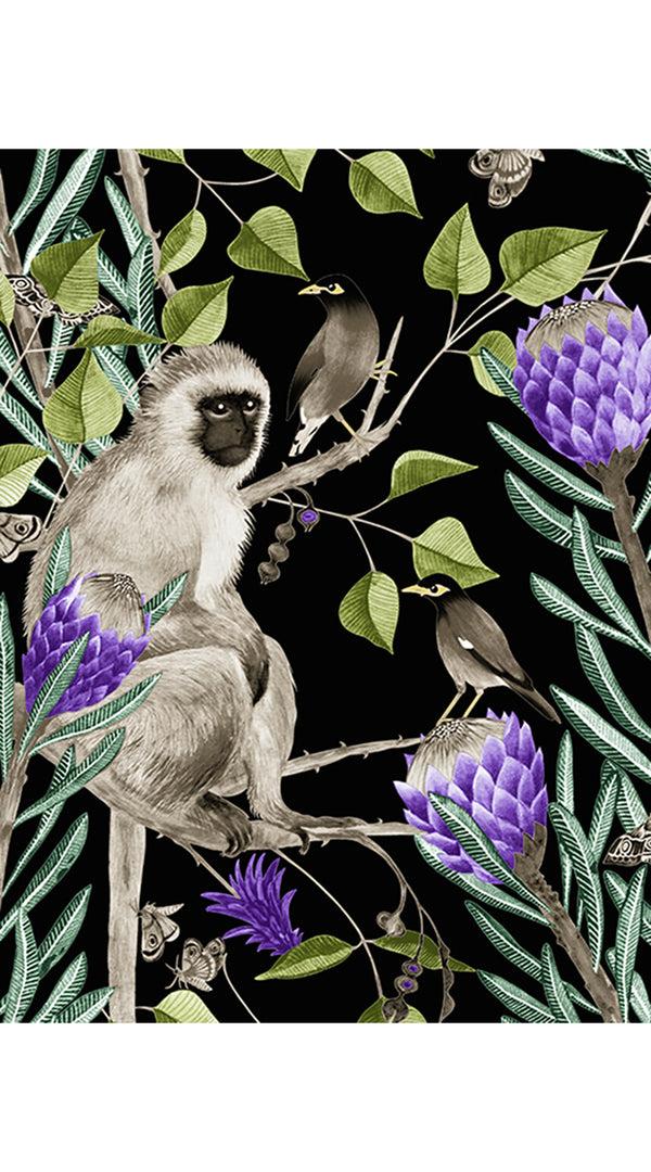 Samantha Sung Aster Dress Shirt Collar 3/4 Sleeve Midi Length Cotton Musola (Eastern Monkey Black)