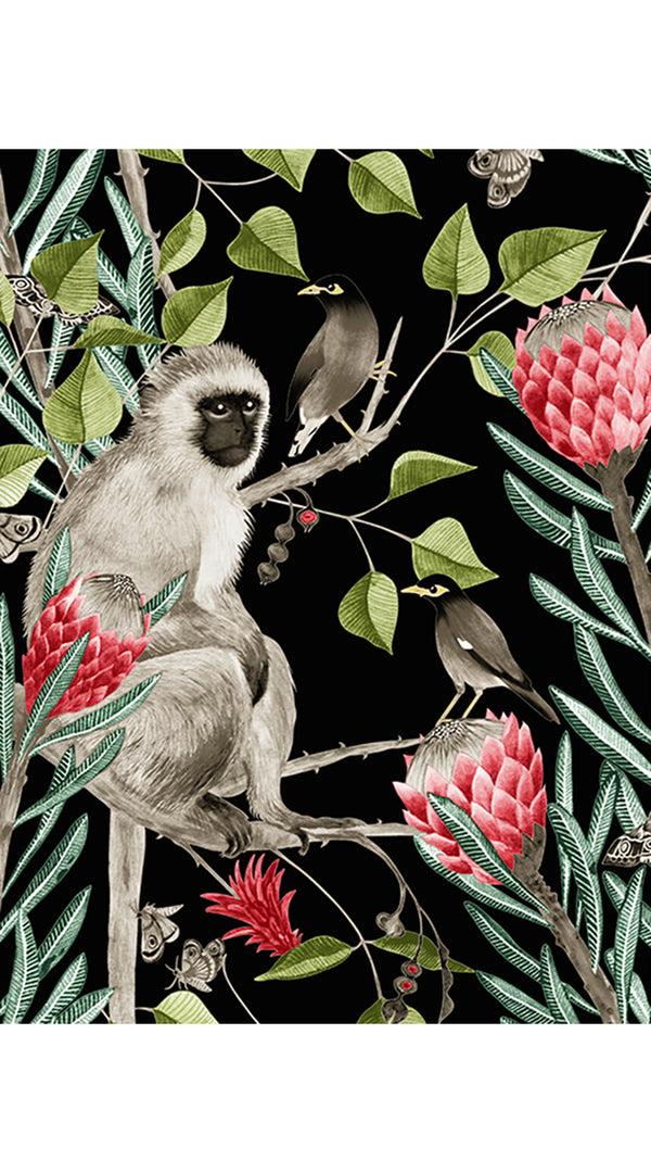 Samantha Sung Aster Dress Shirt Collar 3/4 Sleeve Midi Length Cotton Musola (Eastern Monkey Black)