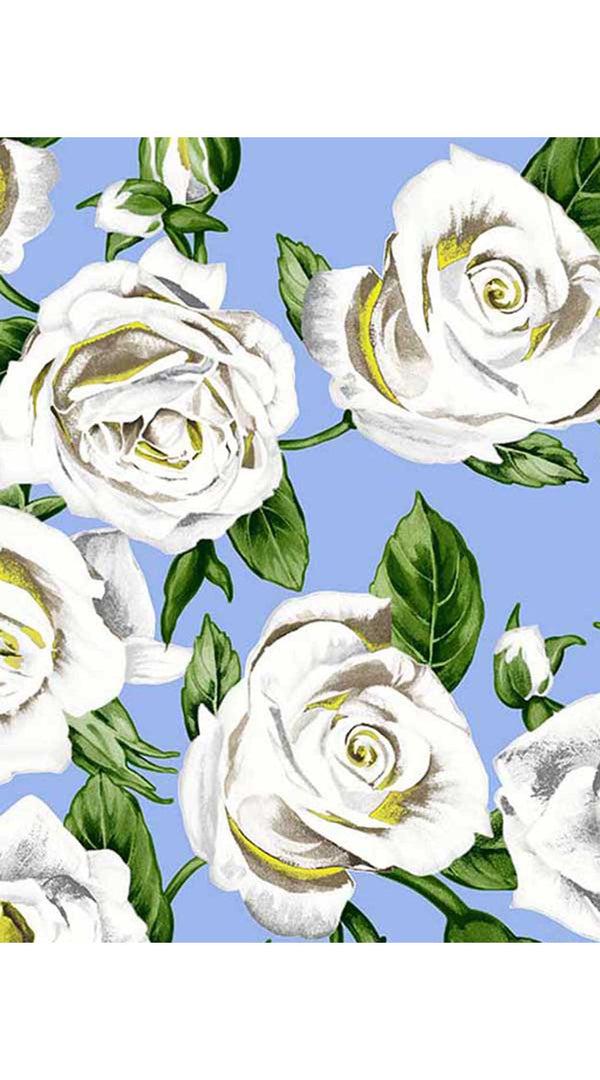 Samantha Sung Aster Dress Shirt Collar 3/4 Sleeve Midi Length Cotton Musola (White Rose Pastel)