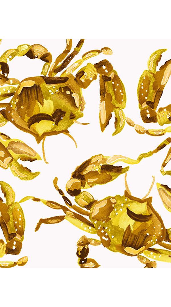 Samantha Sung Aster Dress Shirt Collar 3/4 Sleeve Midi Length Cotton Musola (Crab Art)