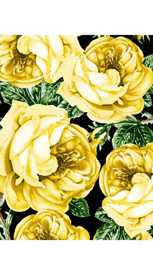 Samantha Sung Aster Dress Shirt Collar 3/4 Sleeve Midi Length Cotton Musola (Queen Bee Rose Black)