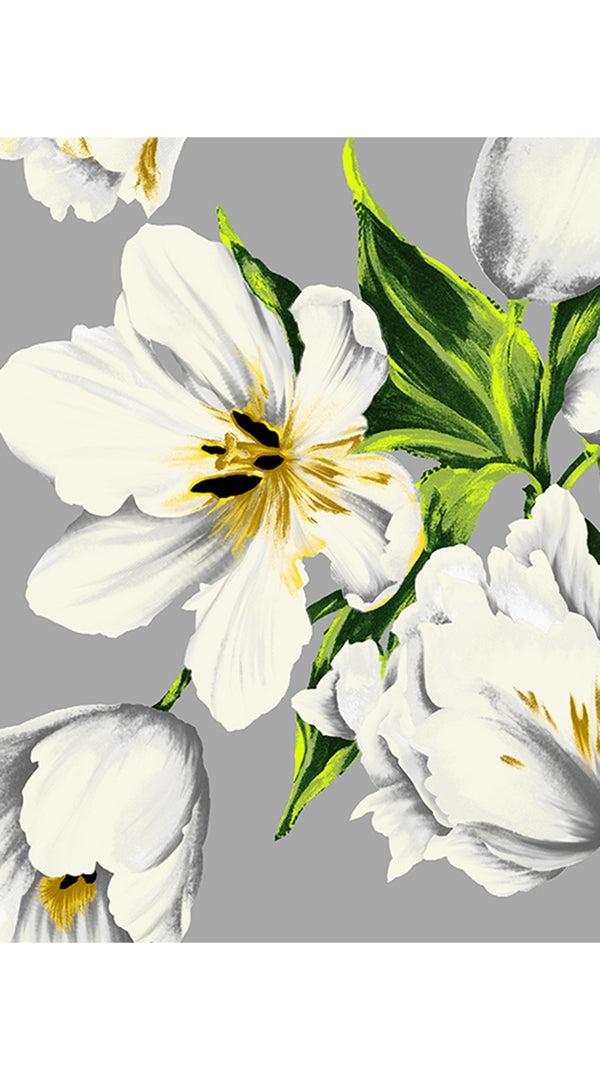 Samantha Sung Aster Dress Shirt Collar 3/4 Sleeve Midi Length Cotton Musola (Emperor Tulip Pastel)