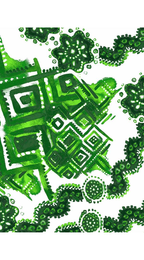 Samantha Sung Aster Dress Shirt Collar 3/4 Sleeve Midi Length Cotton Musola (Tie Dye Izmir Big White)