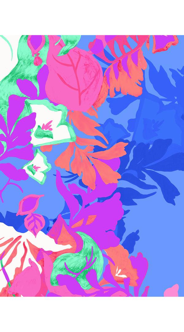 Samantha Sung Aster Dress Shirt Collar 3/4 Sleeve Midi Length Cotton Musola (Spanish Garden)