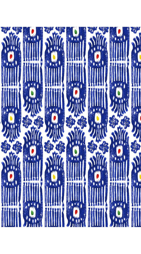 Samantha Sung Aster Dress Shirt Collar 3/4 Sleeve Midi Length Cotton Musola (Ikat Gap)