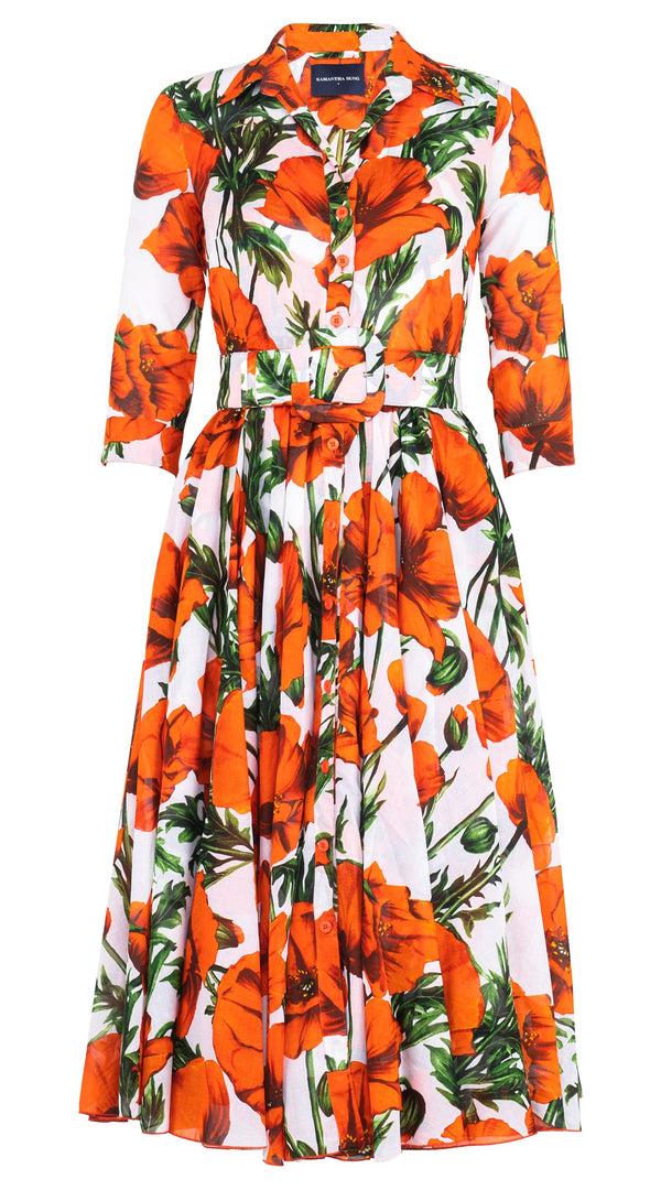 samantha sung Aster Dress Shirt Collar 3/4 Sleeve Midi Length Cotton Musola (Poppy Poland Big) samantha sung Aster Dress Shirt Collar 3/4 Sleeve Midi Length Cotton Musola (Poppy Poland Big)