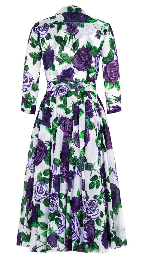 Samantha Sung Aster Dress Shirt Collar 3/4 Sleeve Midi Length Cotton Musola (Charlotte Rose Big) 4