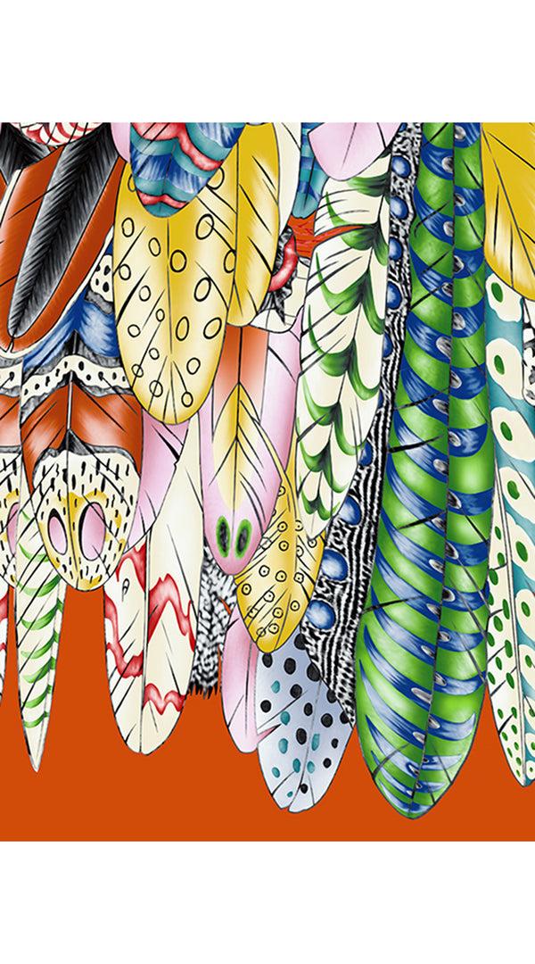 Samantha Sung Aster Dress Shirt Collar 3/4 Sleeve Midi Length Cotton Musola (African Feather)