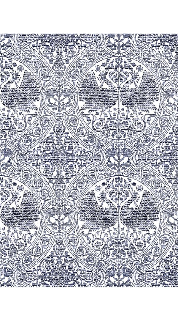 Samantha Sung Aster Dress Shirt Collar 3/4 Sleeve Midi Length Cotton Musola (Peacock Toile White)